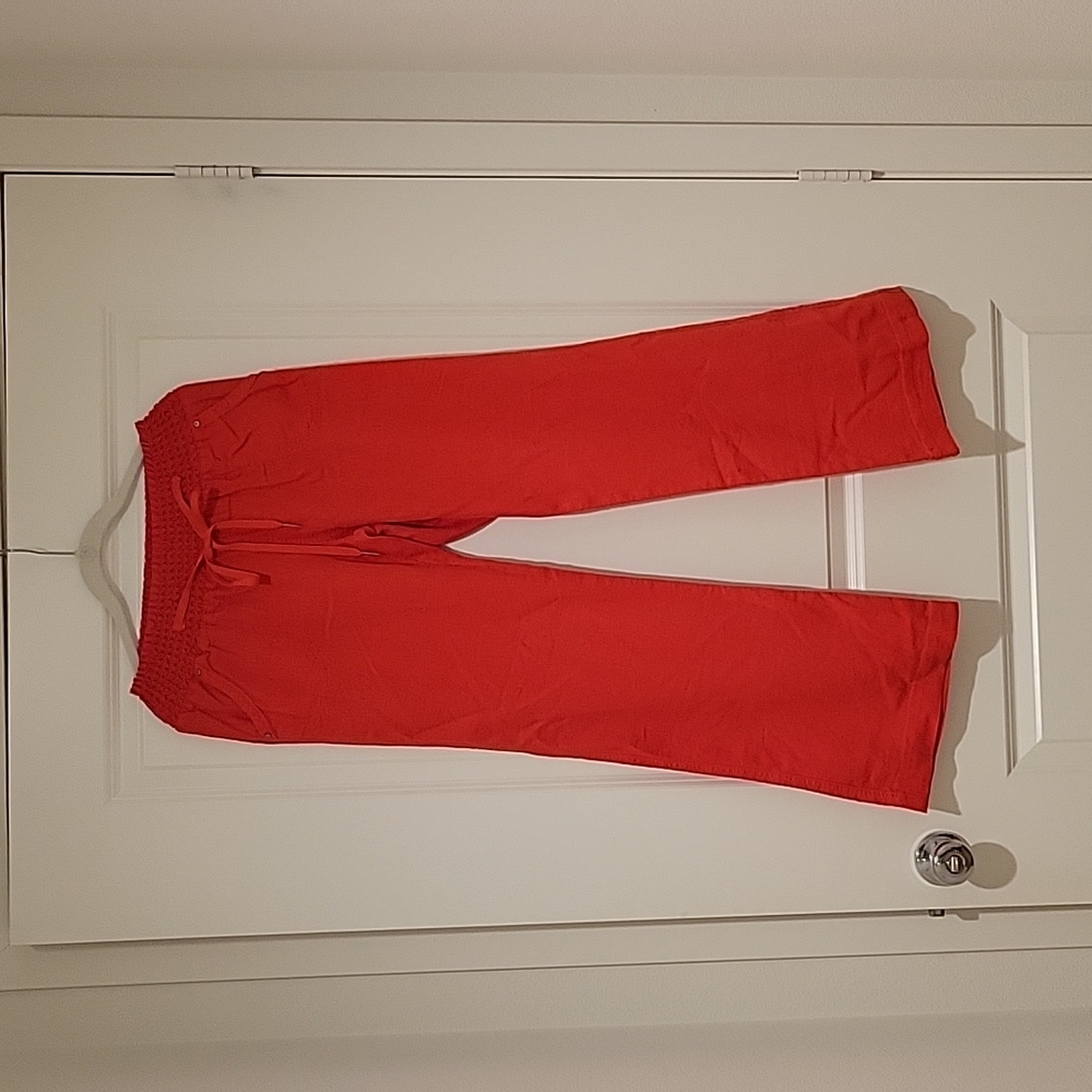 Ci Sono Linen Pants Size L Red/Orange